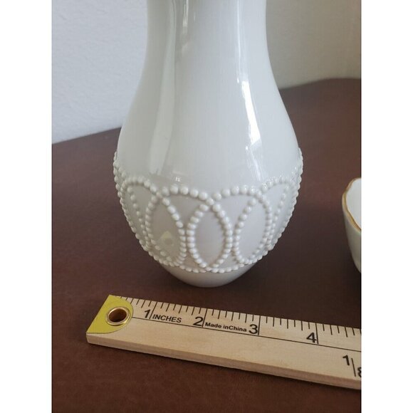 Lenox‎ Vases And Bowl Rose Blossom Porcelain 24k Gold Rimmed Ivory Colored EUC - Picture 3 of 10